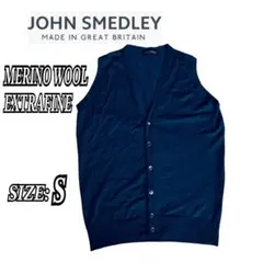 90s JOHN SMEDLEY コットンニットベスト ブラック Sサイズ - メルカリ