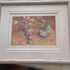 ⭐ 申龍子 S.RYUKO 油絵 油彩 花 静物画 韓国人作家 額装 真作 絵画