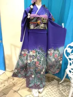 振袖フルセット、正絹辻が花振袖、重ね衿帯揚げ帯締め、袋帯、襦袢、落款、ガード加工