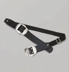 未使用級 TOGA PULLA レザーナイロンテープベルト ダブルバックル 黒