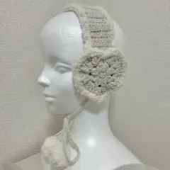 白 ハート イヤーマフ 耳当て プリンセスモール ハンドメイド 編み物