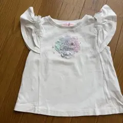 mezzo piano フリル袖 Tシャツ ホワイト