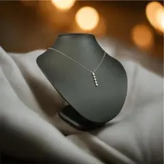 4°Cシルバー925＊ 5連ハート ネックレスラインストーン