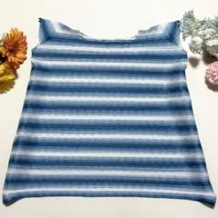 新品未使用✨ プリーツプリーズ 横プリーツ バウンス ボーダー L 3 水色 白