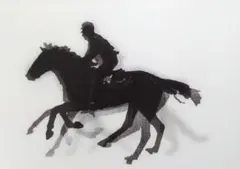 新品未使用：馬と騎手のシルエットアートプリントポストカード　送料無料・匿名配送