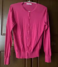 ピンク 長袖カーディガン 6つボタン