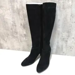 【carino】スエード調ロングブーツ ブラック 23cm サイドジップ