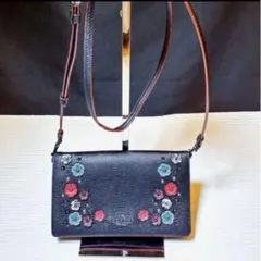 COACHコーチ アクセサリーポーチ ティーローズ レザー フラワー 24957 