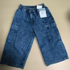 デニム　ブルー 　膝下　ハーフパンツ 160cm