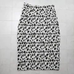 自作 レオパード タイト スカート L ヒョウ柄 アニマル プリント 綿