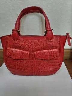 ロダニア クロコダイル レザー ／ハンドバッグ レッド 【秋の季節に生える】