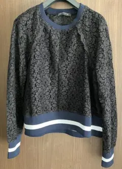 【お値下げ】ZARA 花柄レーストレーナー ネイビー