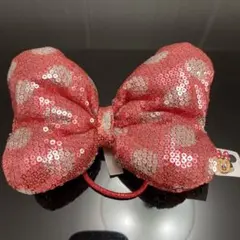 ディズニーミニーのリボン型ヘアゴム 赤色 スパンコール