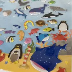海の生き物シール　プクプク　魚　クジラ　サメ　イルカ