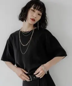 HARE　ミニマルドレープトロミブラウスT　ブラック　Tシャツのサムネイル