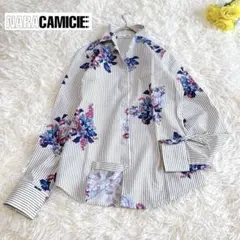 極美品】ナラカミーチェ♦️女子アナ✨夏✨サテンフラワー半袖ボウタイ 
