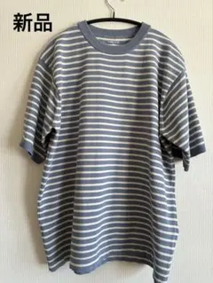 GLOBAL WORK ニットTシャツ ボーダー柄　Lサイズのサムネイル