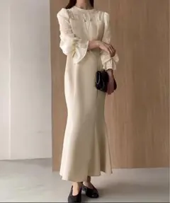 新品未使用【FILLOU】レースドッキングマーメイドワンピース/S