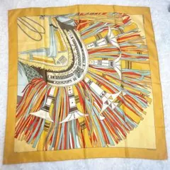 HERMES エルメス カレ砂漠の革飾り シルク スカーフ 90