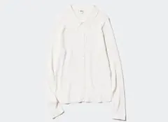 UNIQLO リブポロカーディガン ホワイト XL
