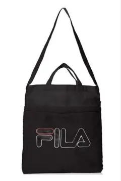 FILA ファラ ボア付き コットン トート ショルダーバッグ 黒 A4