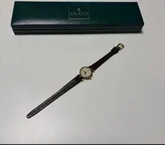稼働 GUCCI 腕時計 ゴールド サイドシェリー ローマン レザー 3278