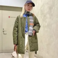 レイビームス リバーシブル キルティング ボアコート カーキ 0サイズ 美品