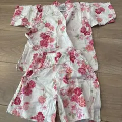 浴衣上下セット 花柄 綿100%甚平 サイズ100