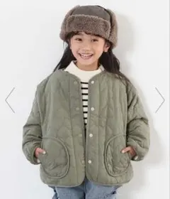 ハートキルティング 裏あったかボアジャケット 130cm 女の子　カーキ