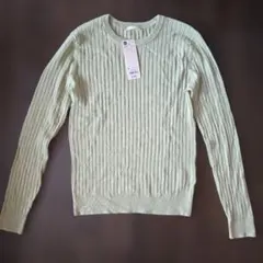 GU リブクルーネックセーター S ライトグリーン
