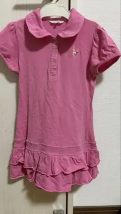 3can 4on ピンク ポロシャツ ワンピース 半袖