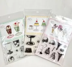 セリア レトロカフェ クリアスタンプ 3種セット