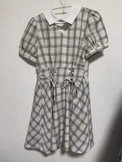 evelyn チェック柄 半袖ミニワンピース 汚れあり