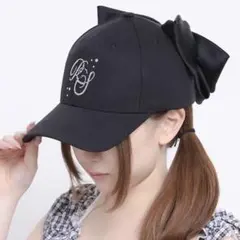 pium ピウム レースフリルサテンキャップ 黒 タグ付 美品 - メルカリ