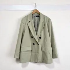 ZARA ダブルボタン テーラードジャケット ライトカーキ M 春秋 レディースのサムネイル