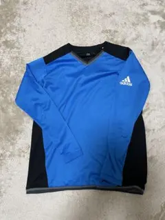 adidas 長袖シャツ 160 青 黒　サッカー　トレーニング