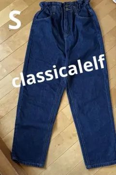 ハイウエスト ダークブルーデニムパンツ S M