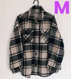 チェック柄 フランネルシャツジャケット チェック チェックシャツ アウター M