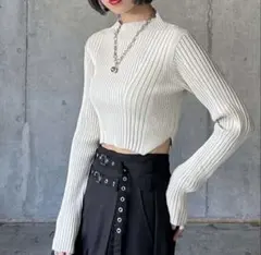 リブハイネック ニット