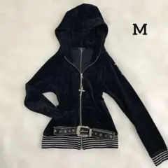 00s y2k ベロア　パーカー　フーディー　ラメ　リブ　平成ギャル