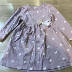 プティマイン 110 ハートスウェットワンピース　ピンク
