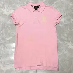 ラルフローレン ラグビー エンブレム半袖ポロシャツ ピンク S 難あり