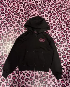 9090パーカー　Lサイズ　girl Logo Zip Hoodie パーカー