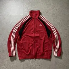 adidas トラックジャケット 3ライン 刺繍ロゴ 赤 黒白 L相当のサムネイル
