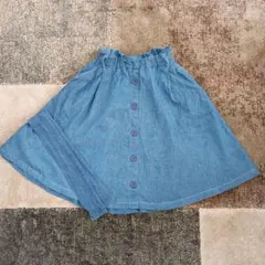 ALGY デニムブルー フリルウエストスカート 130cm