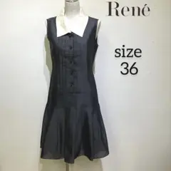 René ルネ　襟付きノースリーブワンピース36 TISSUE社製 花柄ボタン