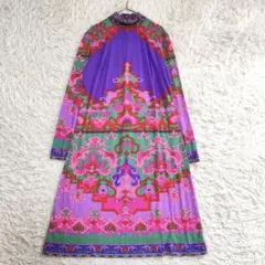 30537 레오나르 총 무늬 플레어 롱 원피스 기하학 패턴 오리엔탈