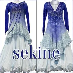 sekine 高級 社交ダンス 衣装 モダンドレス レース グラデーション 青 sekine 高級 社交ダンス 衣装 モダンドレス レース グラデーション 青