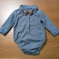 3coins 　蝶ネクタイ付き　シャツロンパース　70-80cm