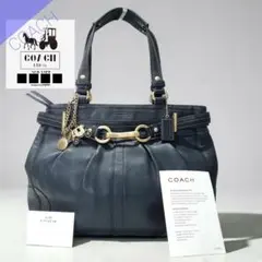 COACH トートバッグ 本革 レザー 肩掛け可能 コーチ 黒 ハンドバッグのサムネイル